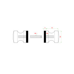 Guľa - madlo na sklenené dvere, ø 30 mm, brúsená AISI 304 Guľa - madlo na sklenené dvere, ø 30 mm, brúsená AISI 304